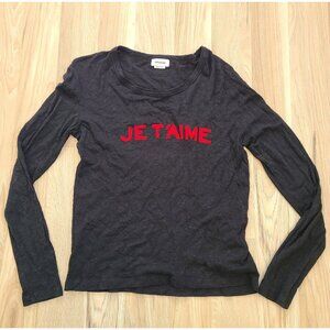Zadig Voltaire Je T'aime Willy Flock T shirt Women's size S Black